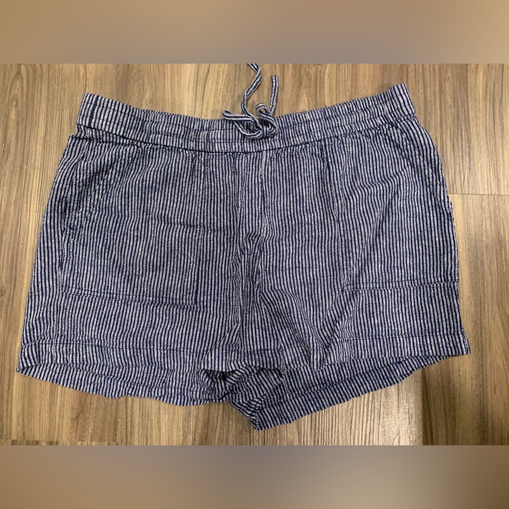 J. Crew blue and white linen striped shorts. Like new condition